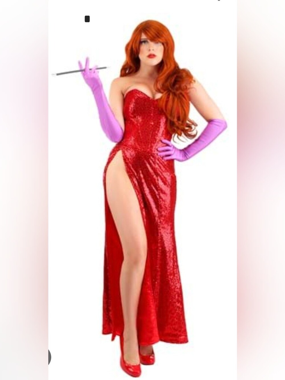 Jessica Rabbit Cosplay Complete Costume Size L-2x   Wig 2Gloves Corset Halloween